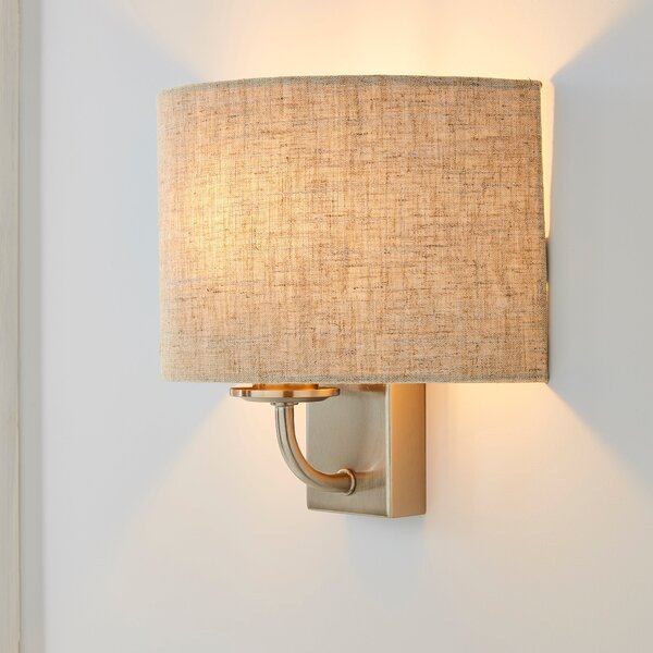 Preston Ivory Linen Shaded Wall Light Natural