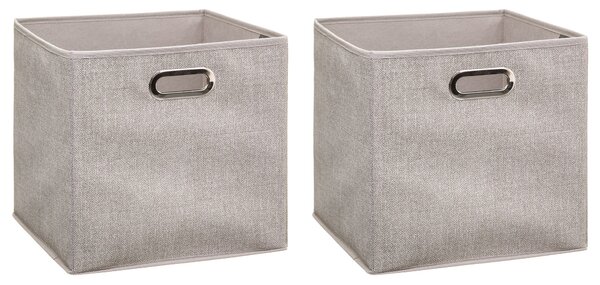 Mix and Modul Set of 2 Linen Effect Cube Storage Boxes Beige