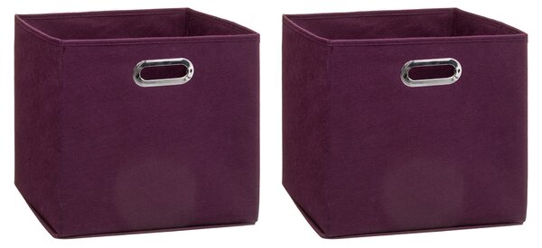 Mix and Modul Set of 2 Linen Effect Cube Storage Boxes Purple