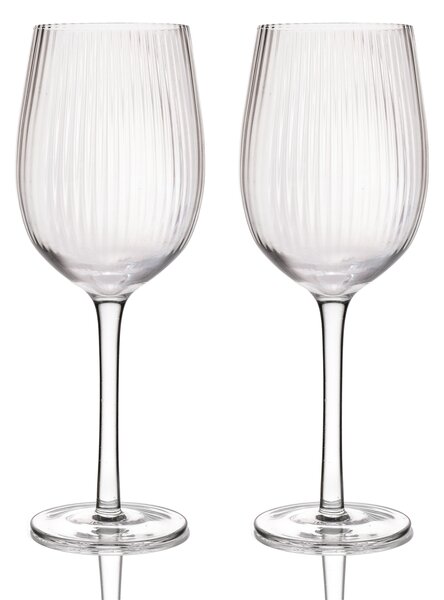 BarCraft Set of 2 Ridged Wine Glasses Clear