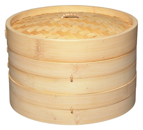 KitchenCraft World of Flavours Oriental Two Tier Bamboo Steamer 25cm Beige