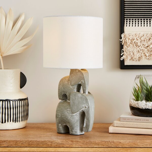 Stacked Elephant Table Lamp Grey