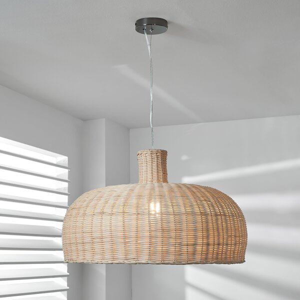 Caswell Rattan Dome Easy Fit Pendant Shade Natural