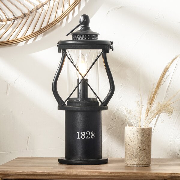 Gibson Black Wood Lantern Table Lamp Black