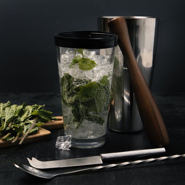 BarCraft 4 Piece Mojito Cocktail Set Black/Clear