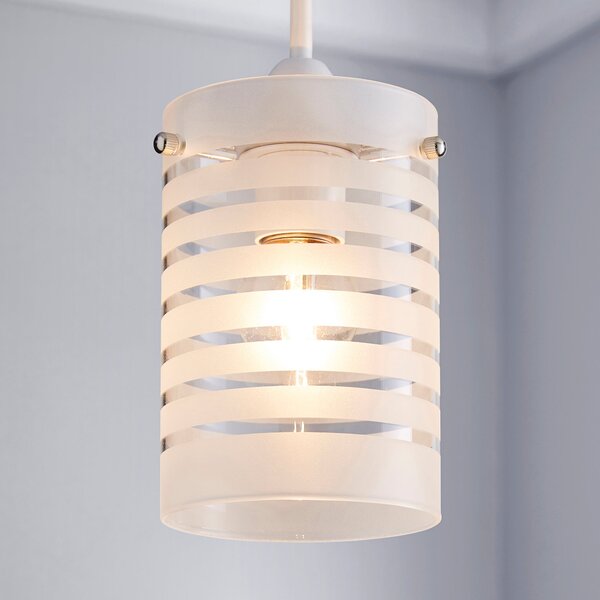 Grayson Stripe Glass White Easy Fit Pendant Clear