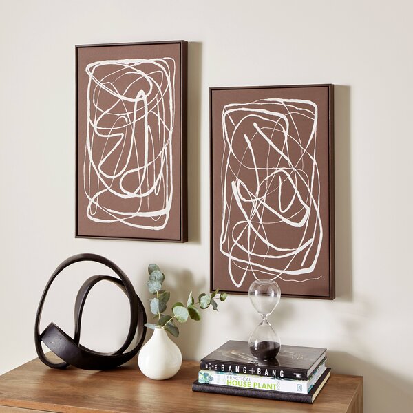 Set of 2 Abstract Capped Canvases Brown