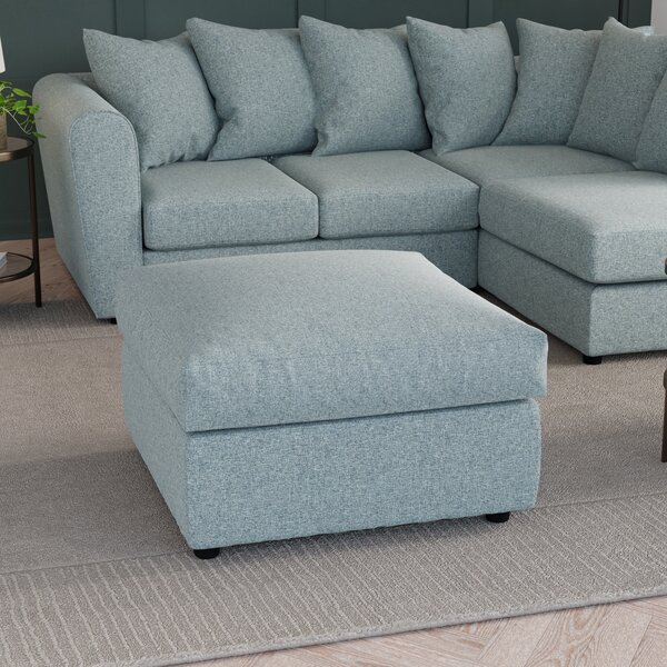 Blake Soft Texture Fabric Footstool Blue