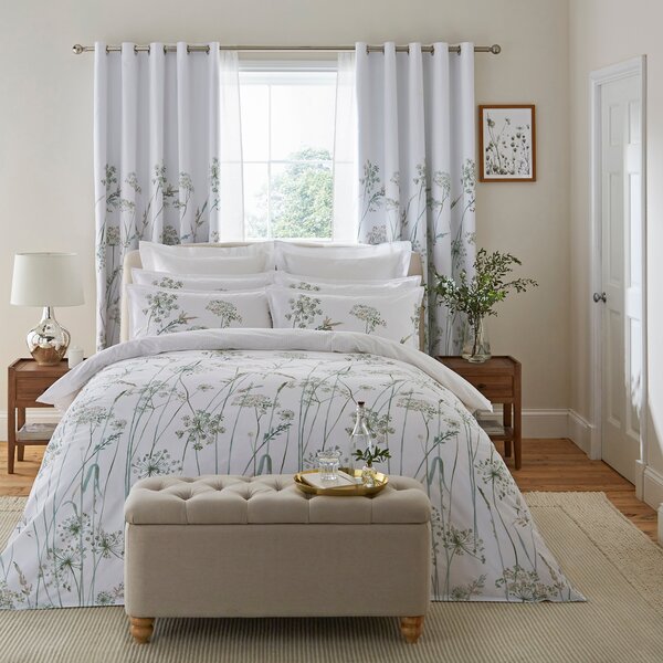 Dorma Purity Meadow 100% Cotton Duvet Cover & Pillowcase Set Powder Green