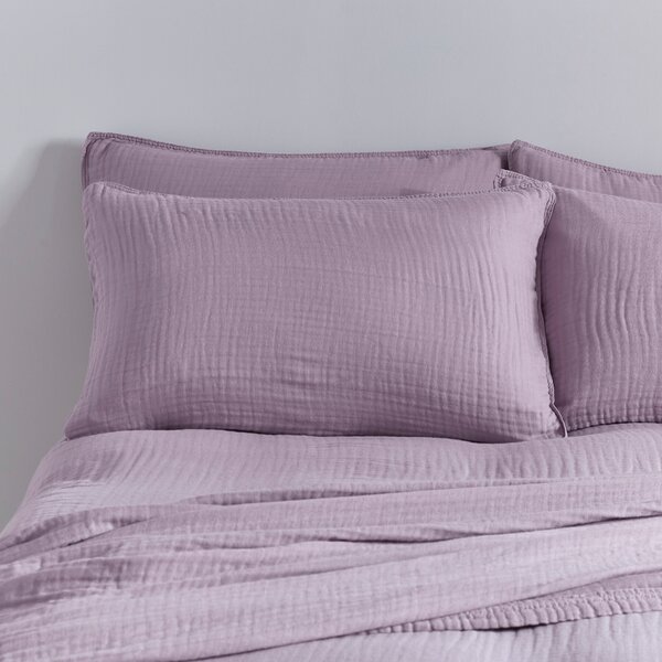 Cotton Muslin Standard Pillowcases Mauve