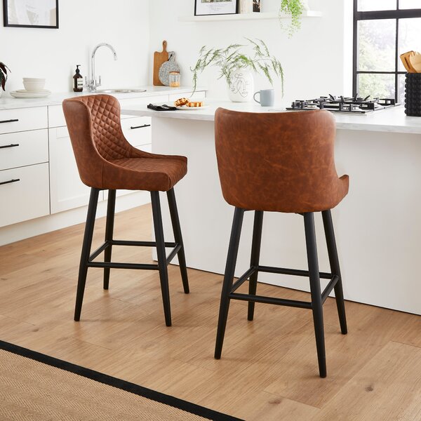 Montreal Counter Height Bar Stool, Faux Leather Brown