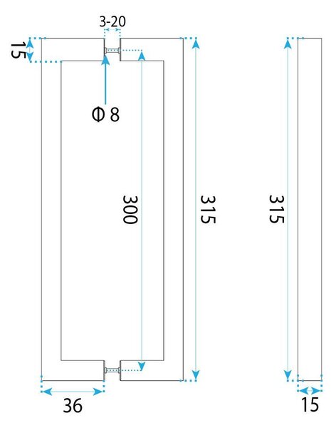 Shower door handle Rea 01 Black