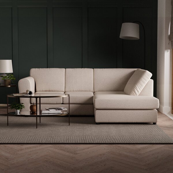 Blake Soft Texture Fabric 3 Seater Corner Sofa Light Brown