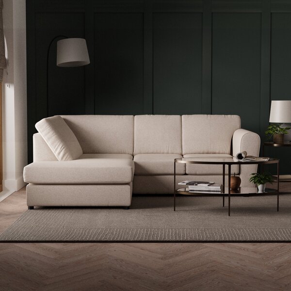 Blake Soft Texture Fabric 3 Seater Corner Sofa Soft Texture Natural