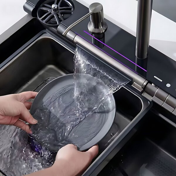 Multifunctional 10-in-1 steel sink REA Alonzo Black