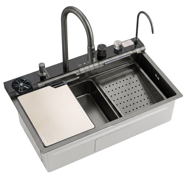Multifunctional 10-in-1 steel sink REA Alonzo Black