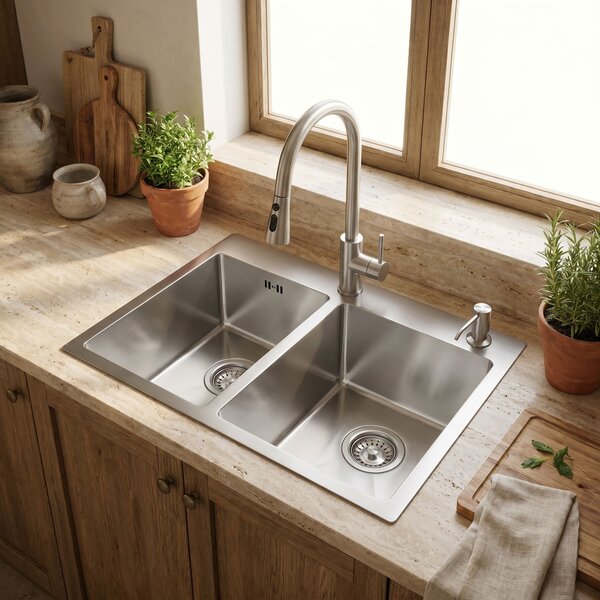 Stainless steel sink Toby BRUSH STEEL