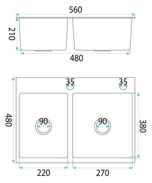 Stainless steel sink Toby BRUSH COPPER