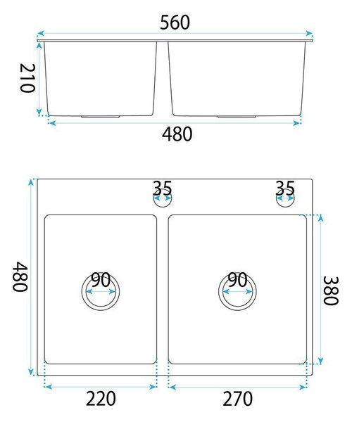 Stainless steel sink Toby Black
