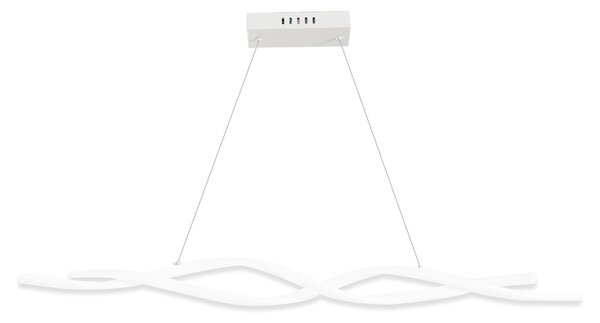 HOMCOM Modern Wave-Shape LED Pendant Light with Adjustable Hanging Chain, Metal Chandelier Cool White 6500K, Silver