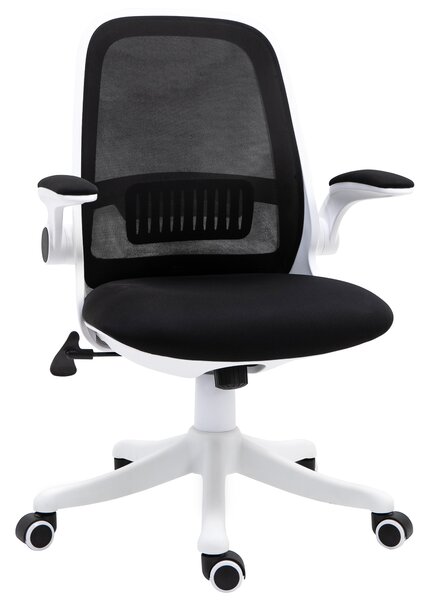Vinsetto Swivel Office Chair Breathable Fabric Study Computer Chair with Flip-Up Arm for Home, Black