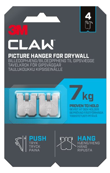 3M CLAW™ Drywall Picture Hanger 7 kg Grey