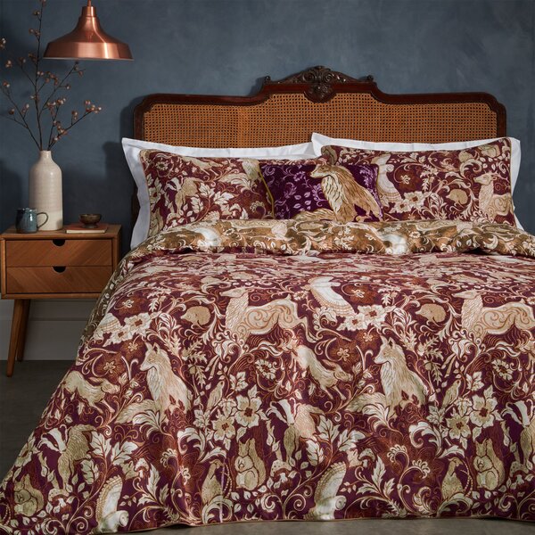 Paoletti Harewood Ruby 100% Cotton Duvet Cover & Pillowcase Set Brown