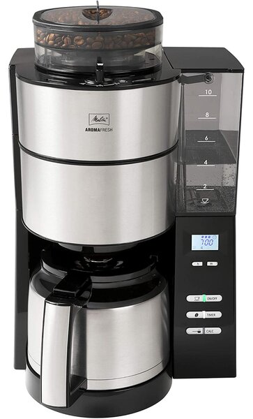 Melitta Aromafresh Grind & Brew Thermal Filter Coffee Machine Black/Silver