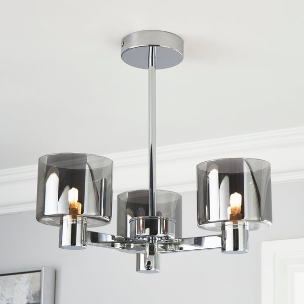 Erin Ceiling 3 Light Smoked Ceiling Fitting Silver