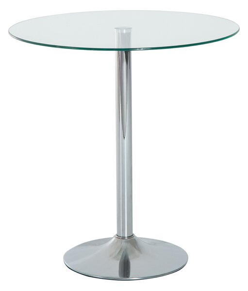 HOMCOM Round Kitchen Table w/ Tempered Glass Top, Steel Base, Modern Dining Table, Space Saving Small Bar Table, Silver Aosom UK