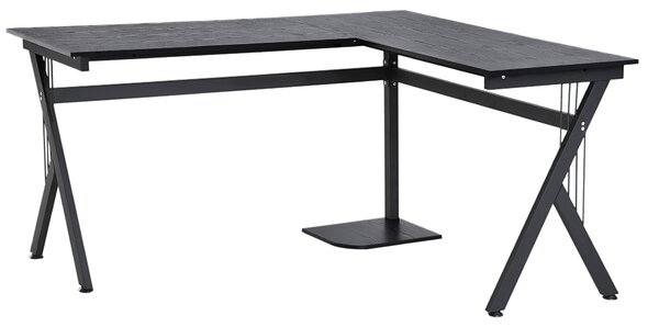 HOMCOM Corner Workstation: L-Shaped Desk with CPU Stand, Home Office Laptop Haven, Sleek Black