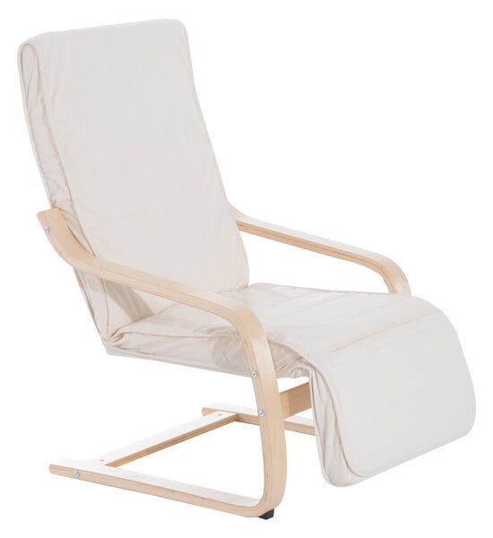 HOMCOM Wooden Recliner Chair-Creamy White