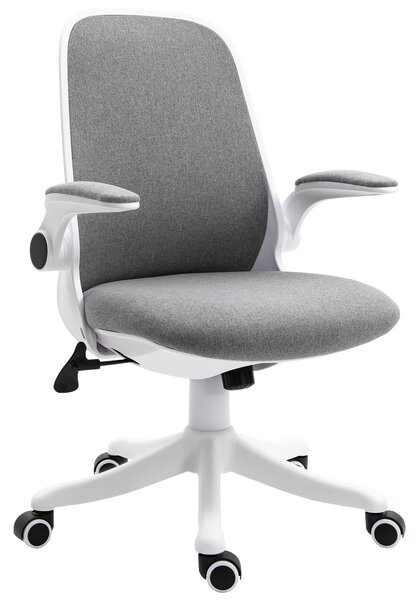 Vinsetto Swivel Office Chair Breathable Fabric Study Computer Chair with Flip-Up Arm for Home, Grey