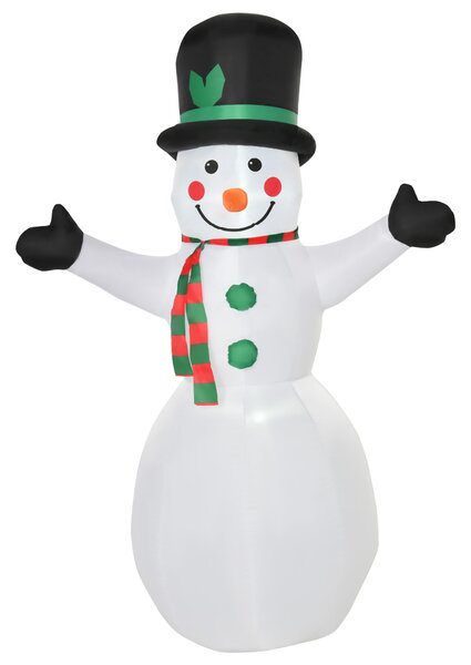 HOMCOM 1.8m Inflatable Snowman Decoration, Polyester-White