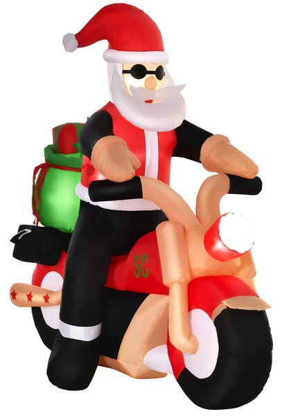 HOMCOM 5.5ft Christmas Inflatable Santa Claus Riding a Motorcycle Blow Up Decoration Xmas Décor for Garden