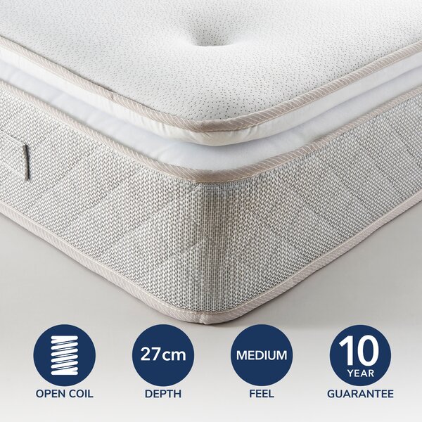 Fogarty Memory Foam Pillow Top Open Coil Mattress White