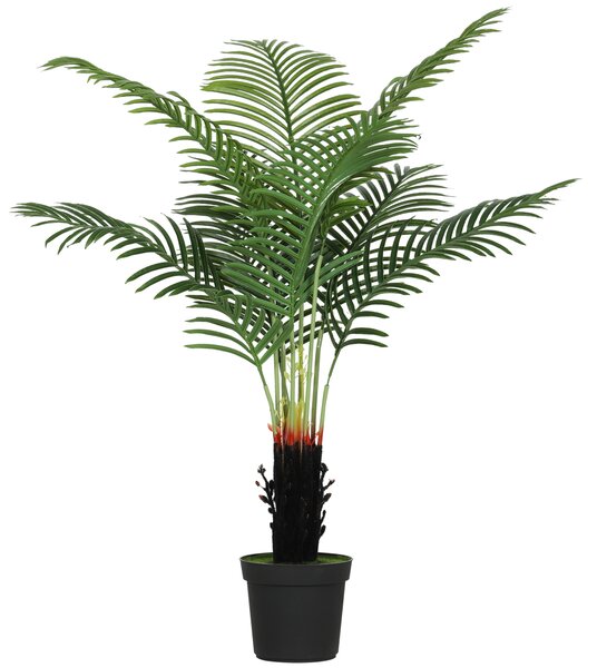 HOMCOM 120cm Artificial Areca Palm Tree with 9 PE Leaves, Decorative Artificial Plant with Plastic Pot and Flocked Soil, Fake Plant for Home Office Decor, Green