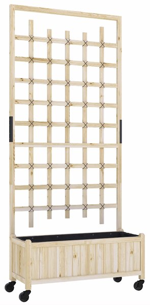 Outsunny Trellis Planter with Wheels and Bed Liner, Raised Garden Bed for Vegetables, Herbs and Flowers, 82.5L x 35W x 186Hcm Aosom UK