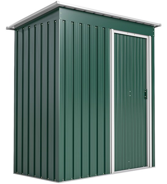 Outsunny 5 x 3ft Garden Storage Shed with Sliding Door and Sloped Roof Outdoor Equipment Tool Garden, Green