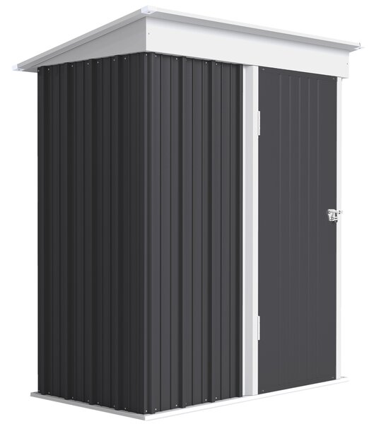 Outsunny Small Metal Storage Sheds, Lean-to Shed for Motor Bike, with Adjustable Shelf, Lock and Gloves, 5x6, Outdoor, Dark Grey Aosom UK