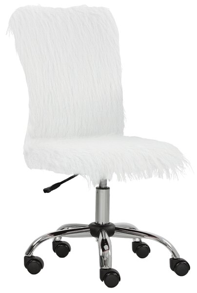 HOMCOM Plush Office Desk Chair, Modern Armless Swivel Vanity Chair with Adjustable Height for Home Office, Bedroom, Living Room, White