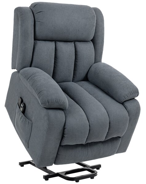 HOMCOM Power Lift Recliner Chair with Massage, Overstuffed Lift Chair for Elderly with Footrest, Remote and Side Pocket, Grey