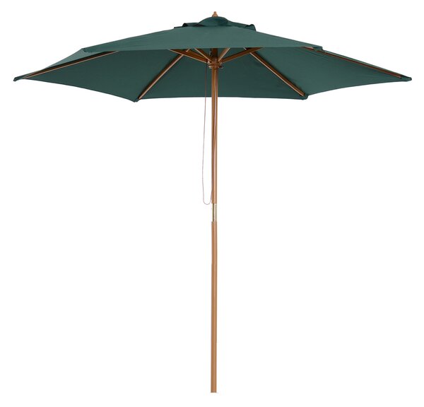 Outsunny Wooden Parasol: 2.5m UV-Protective Garden Umbrella with Pulley System, Dark Green Aosom UK