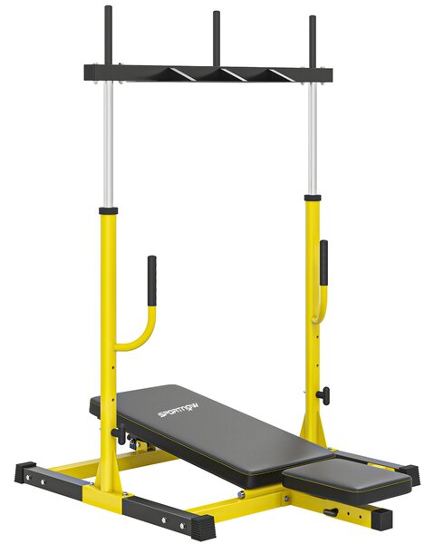 SPORTNOW Vertical Leg Press Machine with Adjustable Leg, Back and Head Positions, 2" Olympic Plate Compatible, Yellow