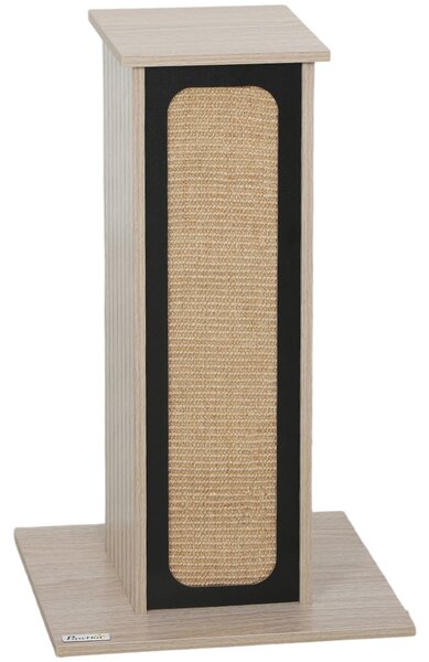PawHut 63cm Cat Scratching Post, Cat Scratcher with Replaceable Scratching Board, Top Perch, Sisal Scratch Mat, Oak