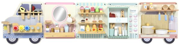 AIYAPLAY Wooden Busy Board, 5 in 1 Activity Wall Panels for Kids 3+ Years, for Daycare, Playroom, Home