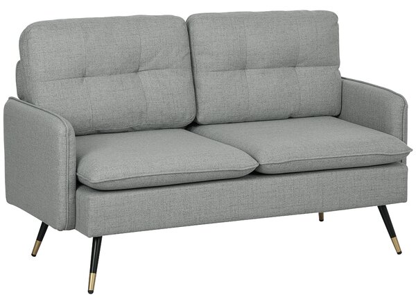 HOMCOM 2 Seater Sofas for Living Room, Fabric Couch, Button Tufted Love Seat with Cushions, Cat Scratch Resistant, Grey Aosom UK