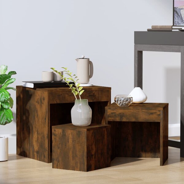 Nesting Tables 3 pcs Smoked Oak Engineered Wood