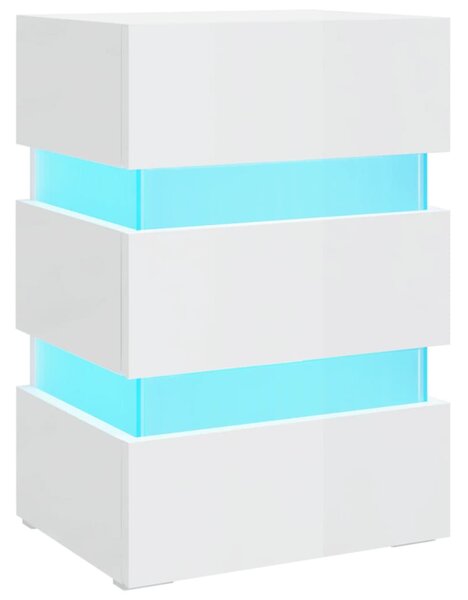 LED Bedside Cabinet High Gloss White 45x35x67 cm Engineered Wood