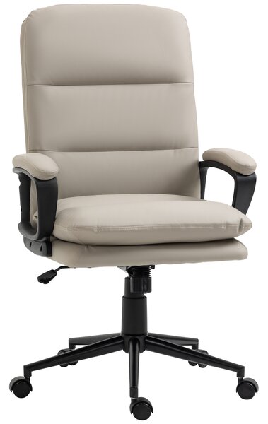 Vinsetto Swivel Office Chair, PU Leather Ergonomic Desk Chair with Adjustable Height & Rolling Wheels for Home Study, Light Grey Aosom UK